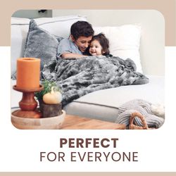 Faux Fur Throw Blanket Ultra Soft Fluffy Plush Warm Cover Blankets for Couch Bed Living Room Fall Winter and Spring 50x65in Full Size Gray Brand New Thumbnail