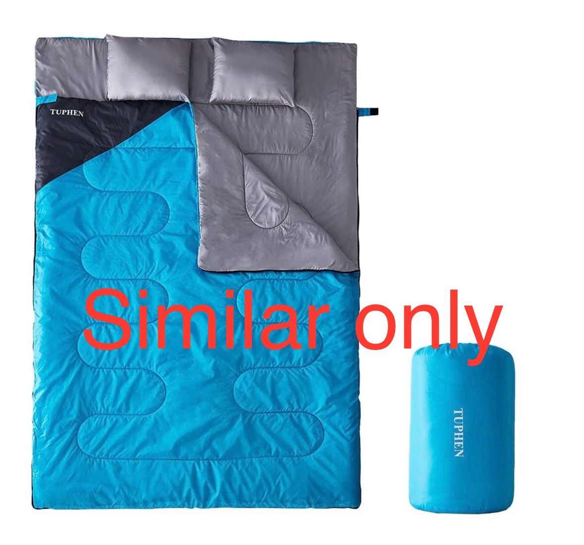 Tuphen Double Sleeping Bag, Sleeping Bag with 2 Pillows, Queen Size XL Bag for 2 People, Cold Warm Neather- 3 Seasons, Waterproof Adults Sleeping Bag 