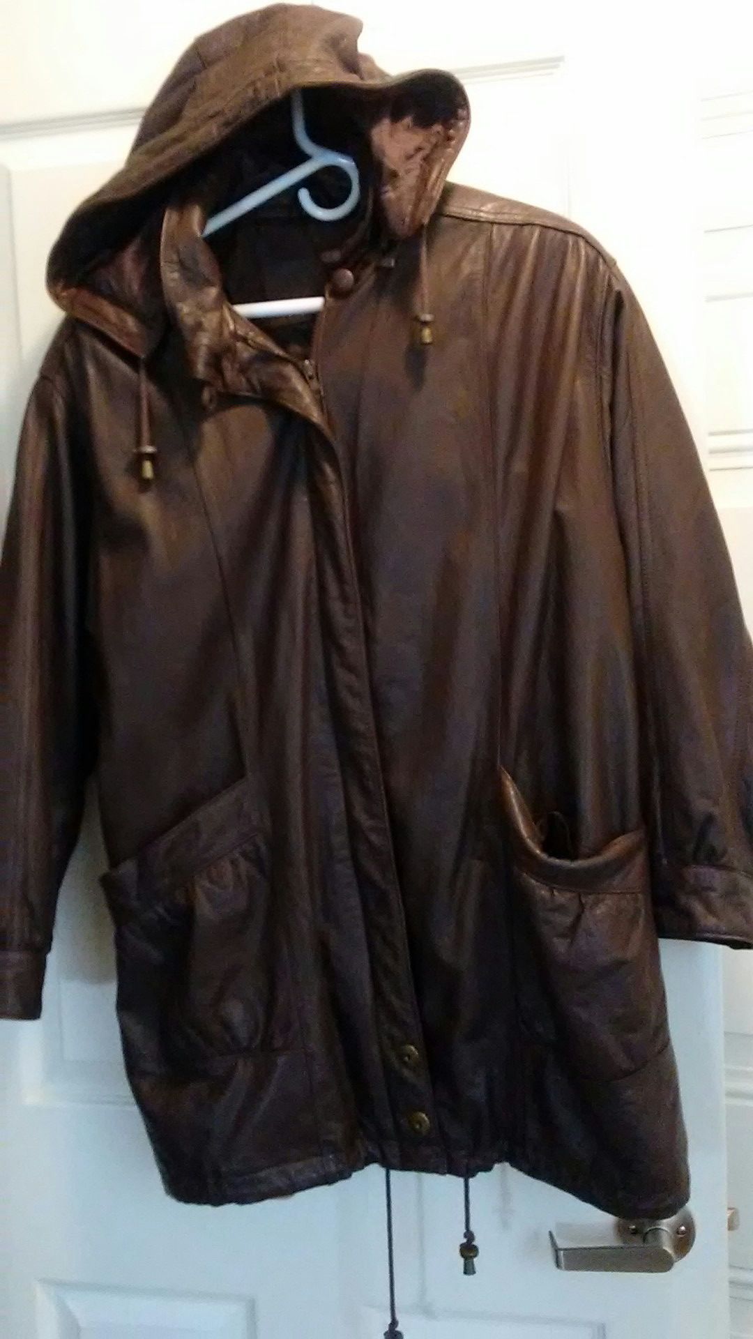 Short Dark Brown Leather Coat