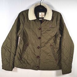 U.S. Polo Assn. Green and Cream Utility Jacket with Quilted Design