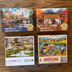 Two 500-piece and Two 300-piece Puzzles