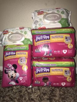 3 packs of huggies pull ups training pants size 4t-5t with 2 packs of huggies pull