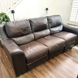 TWO Identical Recliner Leather Sofas