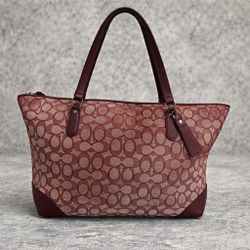 Coach Signature Tote Bag – Burgundy, Cute Everyday Bag 💖