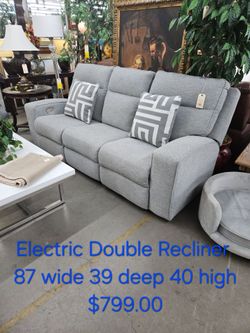 Electric Double Recliner Sofa Gray Fabric We are located at 2811 East Bell road. Another Time Around Furniture.