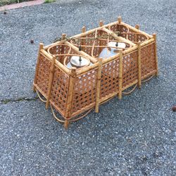 Vintage bamboo cane hanging light