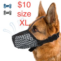 Dog Muzzle, Breathable Air Mesh Muzzle for Medium Large Dogs to Prevent Biting, Barking, Chewing, Soft German Shepherd Muzzle with Reflective and Adju