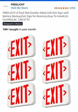 New in box FREELICHT 6 Pack Red LED Exit Signs ($60, firm price)