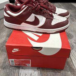 Burgundy red/ white dunk lows
