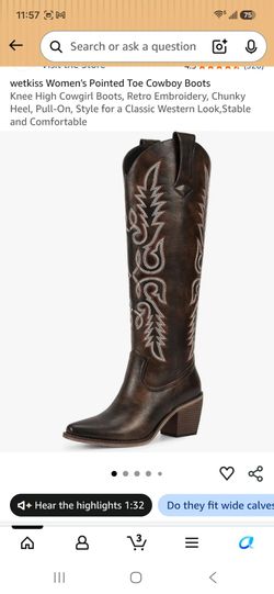 Black Knee-High Cowboy Boots size 7.5, brand new