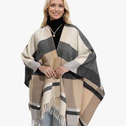 Women's Winter Shawl Wrap for Women–Warm Ponchos with Tassels,Christmas Gift for Mom & Older Women