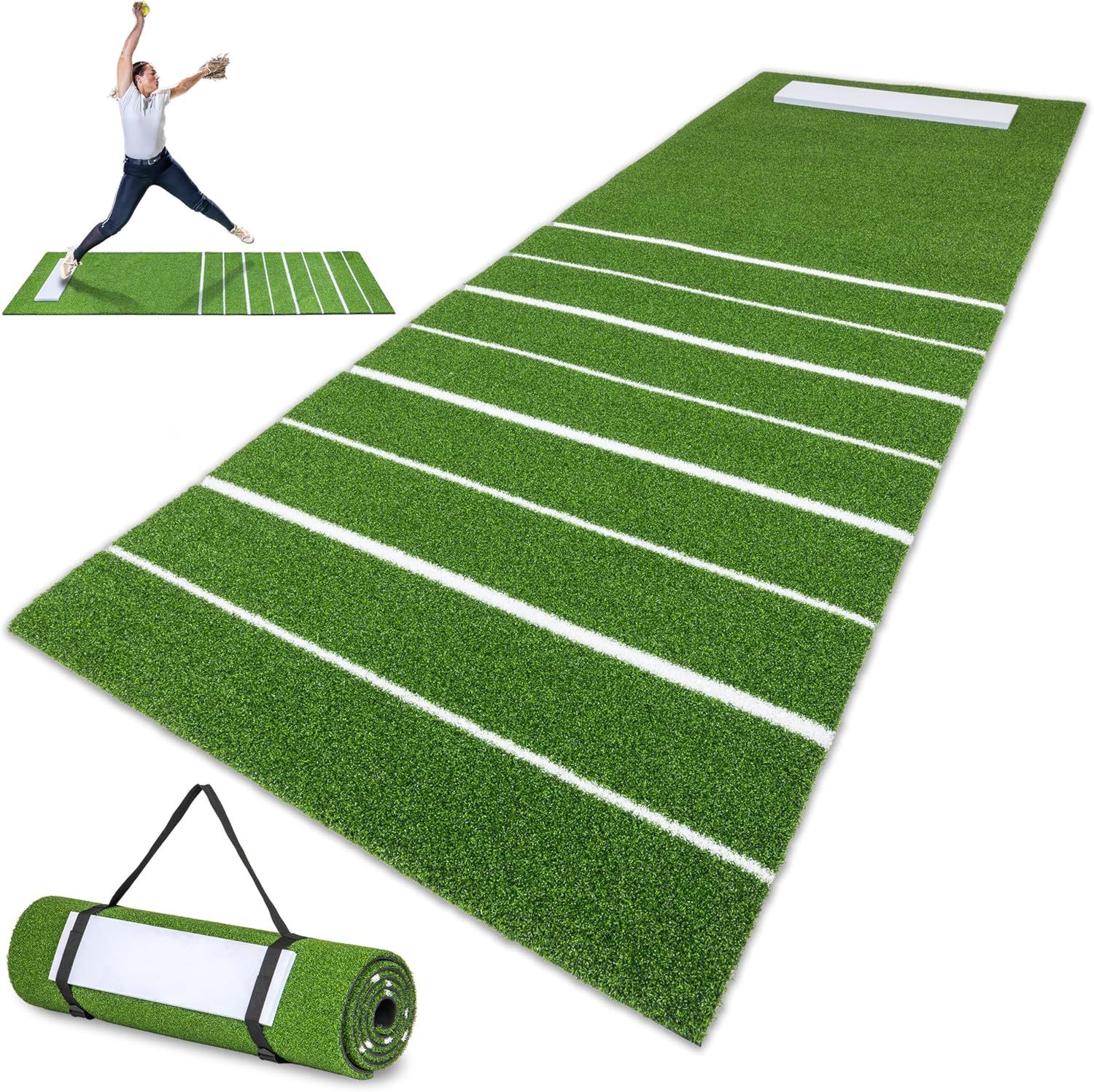 GoSports Softball Pitching Mat with Stride Guide System