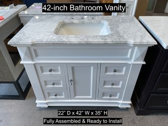 42" Bathroom Vanity with Carrara Marble Countertop & Solid Wood & Plywood Cabinet #3608