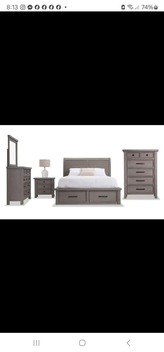 Hudson 5 Piece Bedroom Set With Premium Mattress Like New