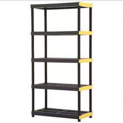 HDX 5-Tier Easy Assembly Multi-purpose Plastic Garage Storage Shelving Unit in Black (36 in. W x 74 in. H x 18 in. D)