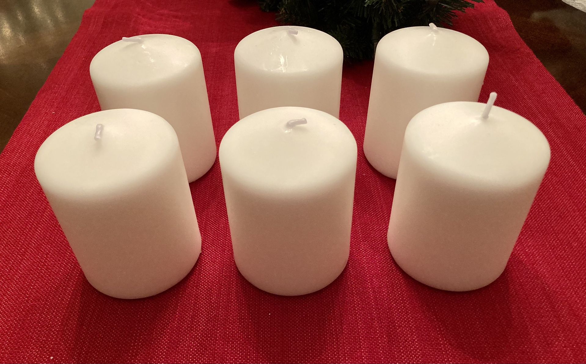 Stonebriar Set of 6 White Pressed Pillar Candles