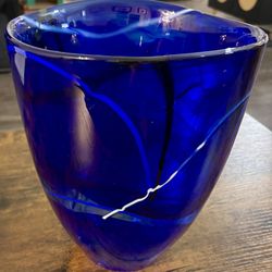 4-Piece Kosta Boda Blue Art Glass Collection (Vase, Bowl & Plates)