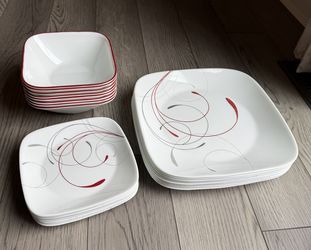 Corelle Vitrelle 24-Piece Service For 8 Dinnerware Set Triple Layer Glass and Chip Resistant