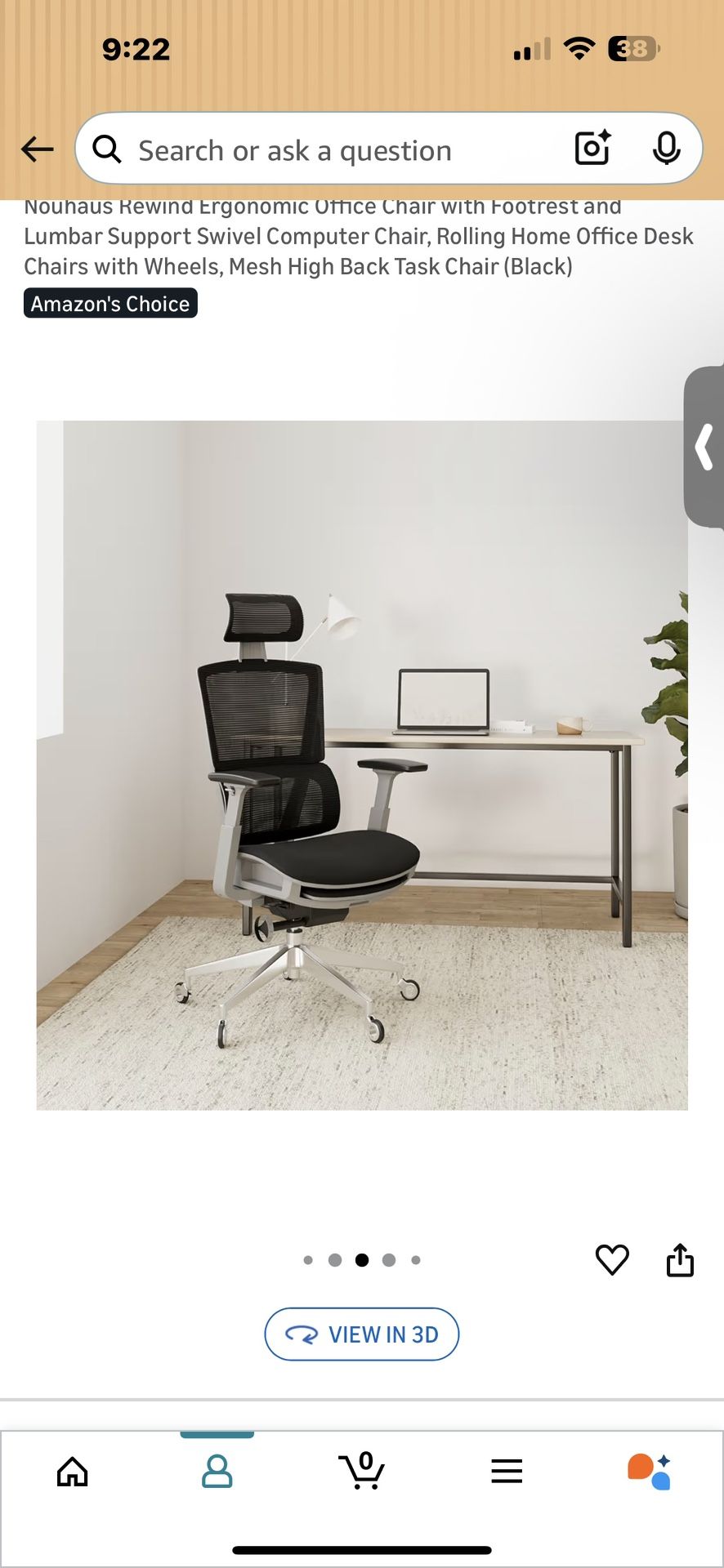 Nouhaus Rewind Ergonomic Office Chair with Footrest and Lumbar Support