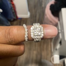 REAL DIAMOND 2 Ring Bridal Set Size8