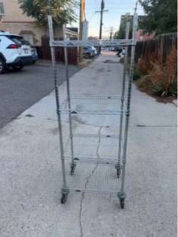 Metro 4-Tier Chrome Wire Shelving Unit on Wheels