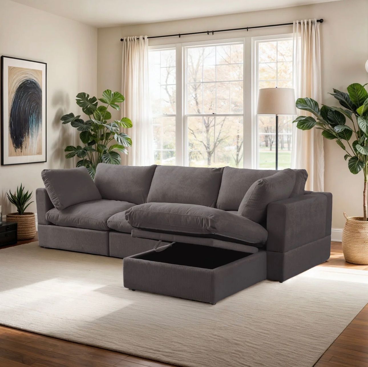 FREE DELIVERY New In Box 4 Piece Dark Gray Cloud Sectional Couch Sofa Modular Grey