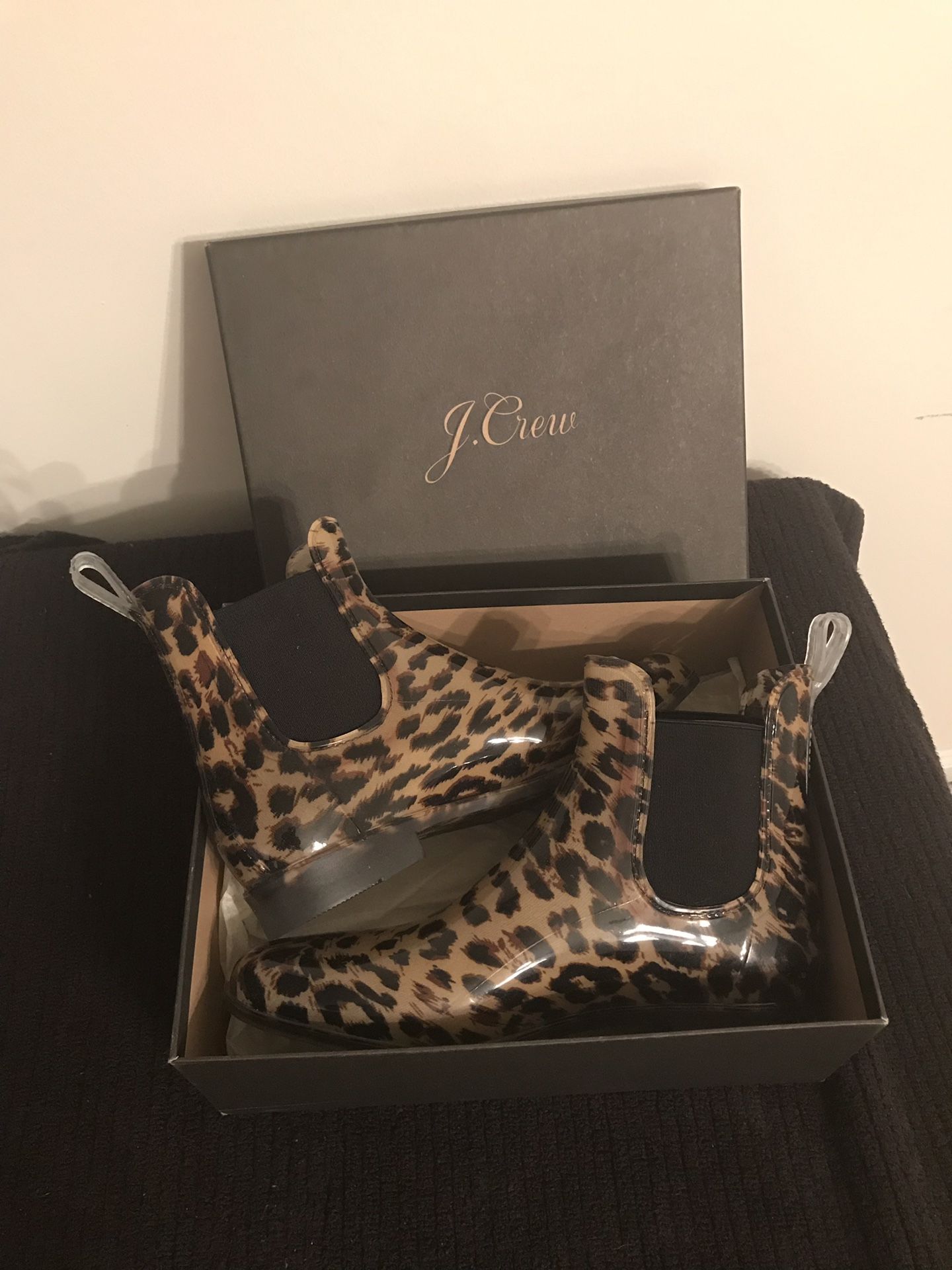 J. Crew Chelsea Leopard woman’s rain boots size 10