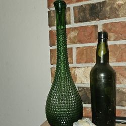 Mid Century Italian Green Glass Very Unique/similar Ones Have Sold Upwards Of 600$