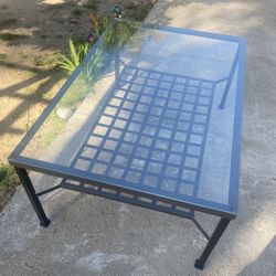 Metal Frame Coffee Table With Glass Top