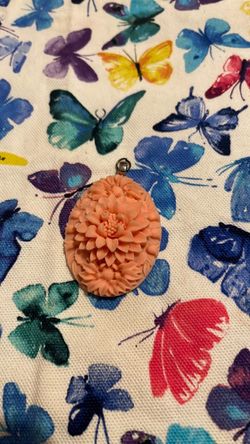 Pink clay flower pendant