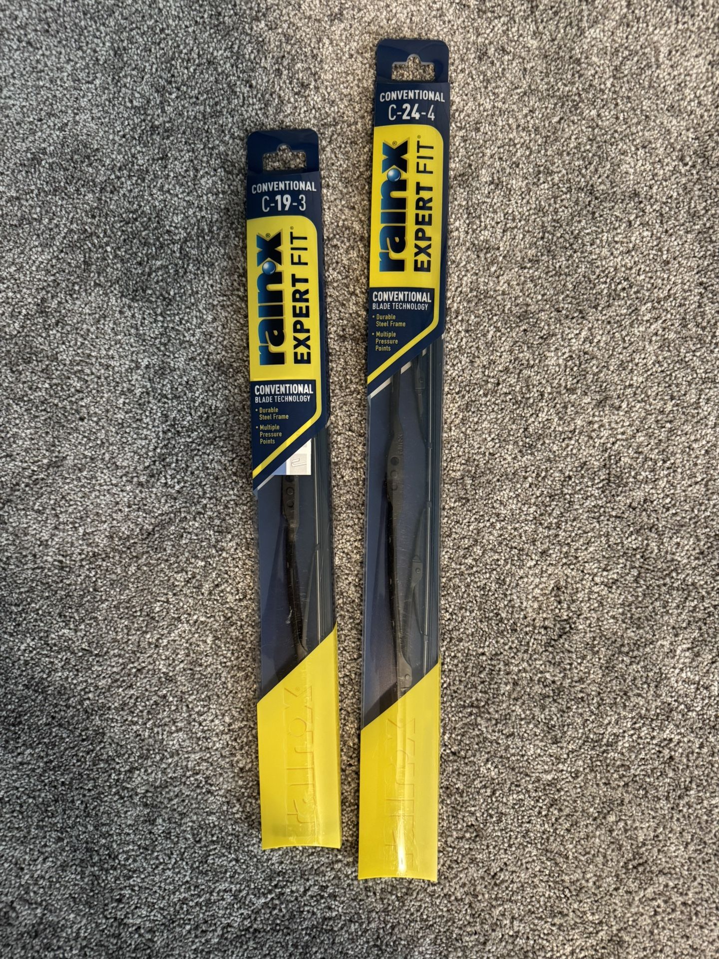 Set of 2 Rain-X Expert Fit Winshield Wiper Blades. C-19-3 and C-24-4. NOS. 