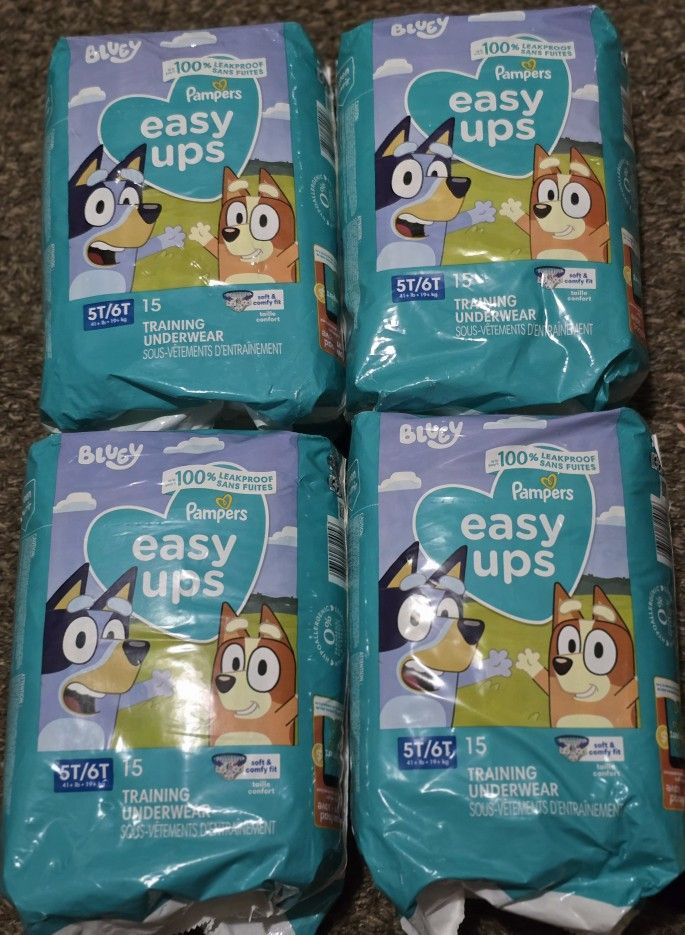 Easy Up Bluey Pampers 5t 6t (4 Bags $32)
