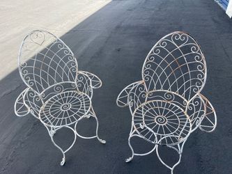 Pair Vintage Solid Iron Outdoor Armchair