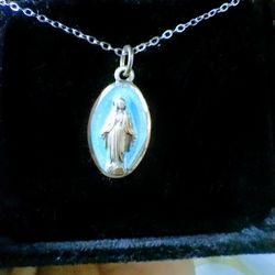 Sterling Silver  Blue Miraculous Necklace 

