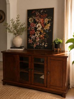 Wooden Sideboard Console with glass doors