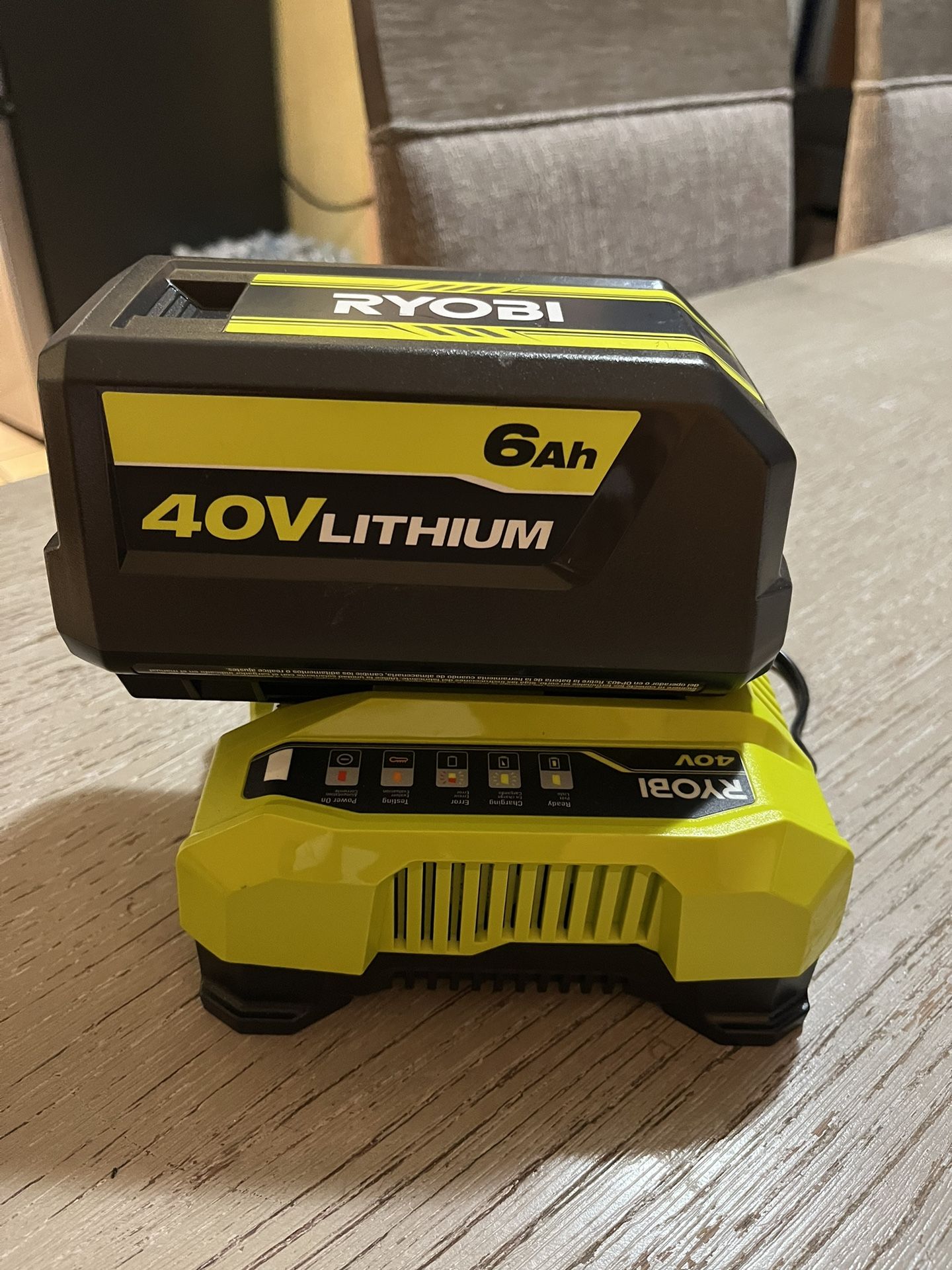 Ryobi 40 Volt 6Ah Battery and Fast Charger 