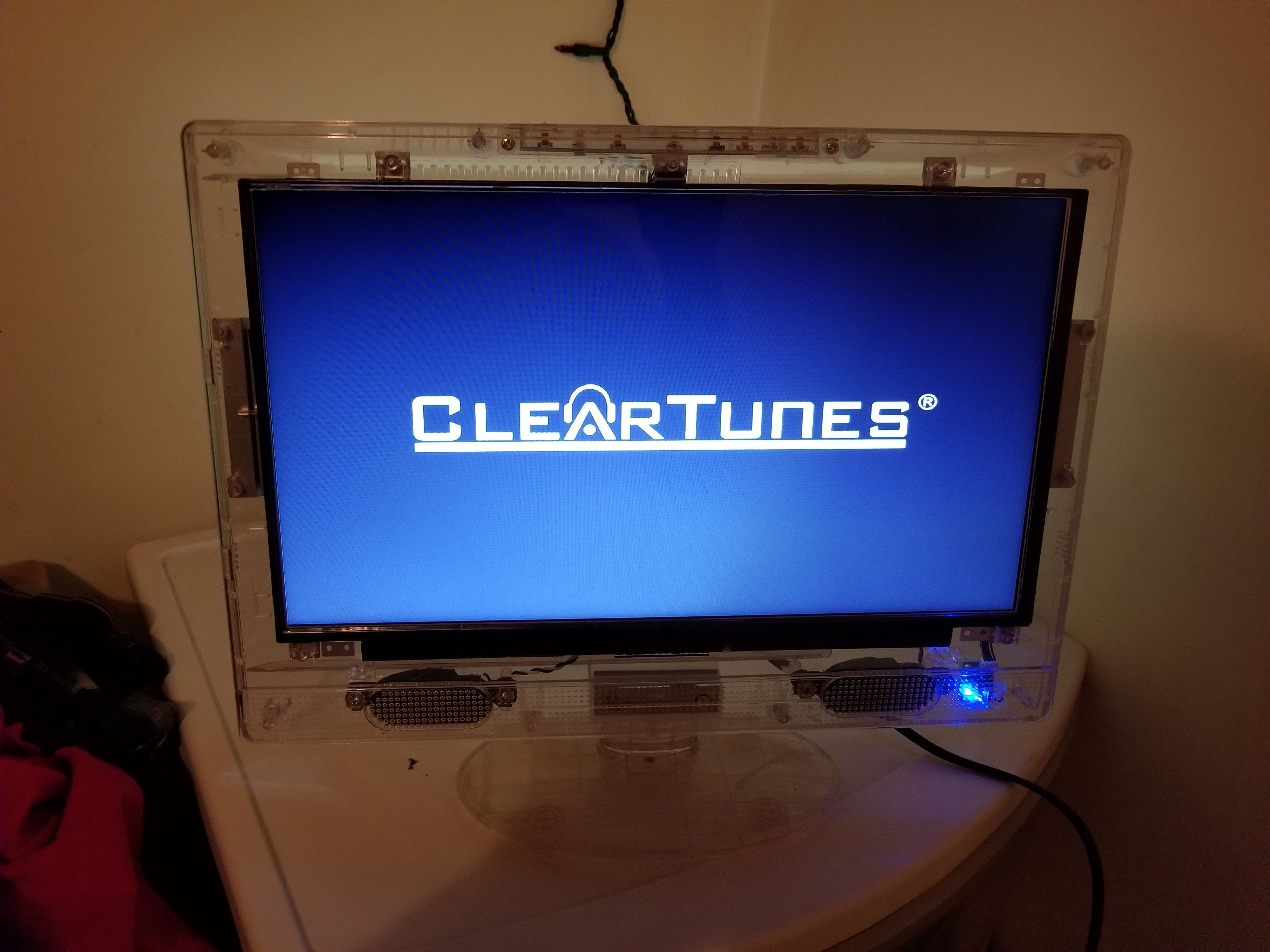 Clear tunes. See thru 13" flat screen tv!