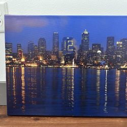 Seahawks “12” Seattle Night Skyline Canvas