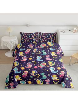 Erosebridal Kids Astronaut Dinosaur Full Comforter Set - Outer Space Universe Planet Bedding Sets for Boys Girls,