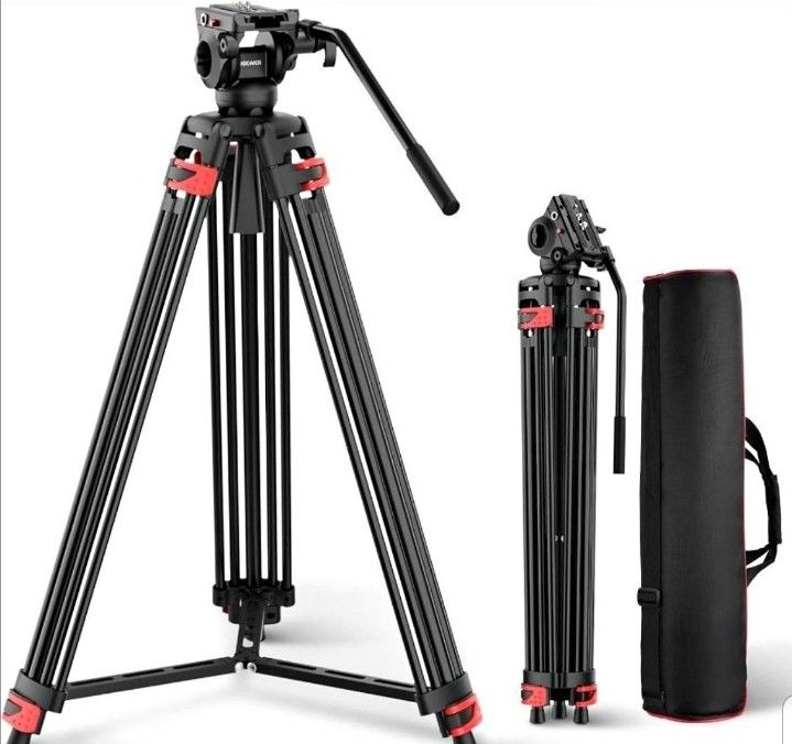 NEEWER 74" Video Tripod with Adjustable Damping Fluid Head, 