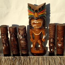 Eight Tiki Statues
