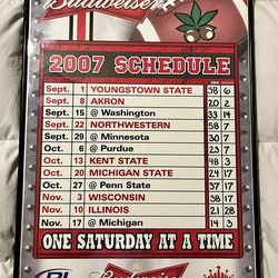 Framed 2007 Budweiser OSU Schedule and Scores 26.5x18.5