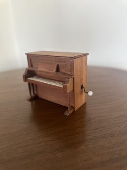 Vintage Hand-Crank Tiny Piano Music Box Made in Japan Original Ad & Sheet Music Jewelry Box