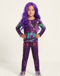 Kids size 5-6  Descendants Mal Costume with Purple Wig
