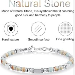 Beaded Bracelets Silver and Gold Boho Bracelets Natural Stone Gift New