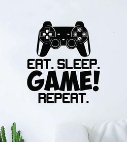 PRE MADE Wall Decal Home Decor Eat Sleep Game Repeat PlayStation Controller