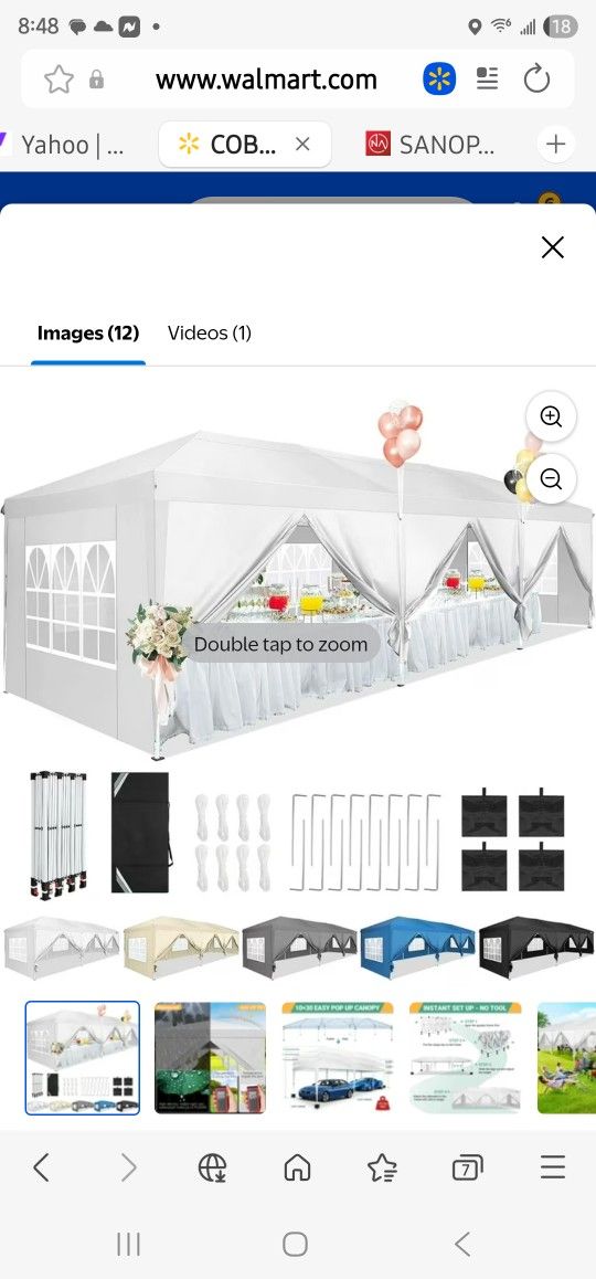 COBIZI 10x30 Pop Up Canopy Party Tent 10x30 Canopy Tent with 8 Sidewalls,Waterproof UPF 50+ 0utdoor Wedding Event Tents for Parties Backyard Canopy Ga