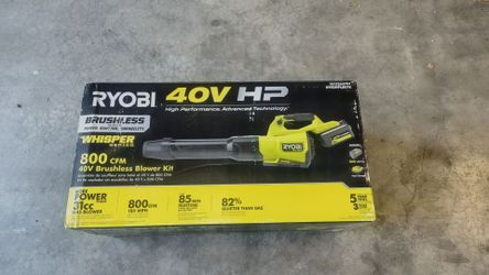 NEW Ryobi 40V HP Brushless Whisper Series 800 CFM Leaf Blower KIT WITH 8Ah BATTERY & RAPID CHARGER