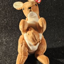 Original Ty Beanie Baby Kangaroo Pouch 1996 RETIRED With Tag & Protector.