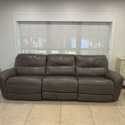 Grey Leather Modular Recliner Sofa – Great Condition